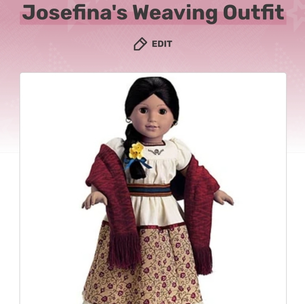 American Girl Josefina Weaving Outfit EUC RETIRED No Doll,please note the sash i